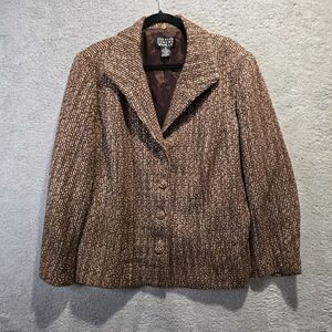 SPENSER JEREMY WOMENS BLAZER SZ 1X BROWN PREPPY